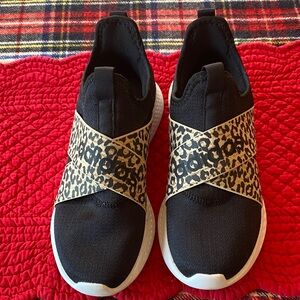Adidas Black and Tan Leopard Print Sneakers